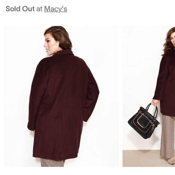 Ellen Tracy Plus Size Wool-Angora-Blend A-Line Walker Coat - Picture 2 of 13
